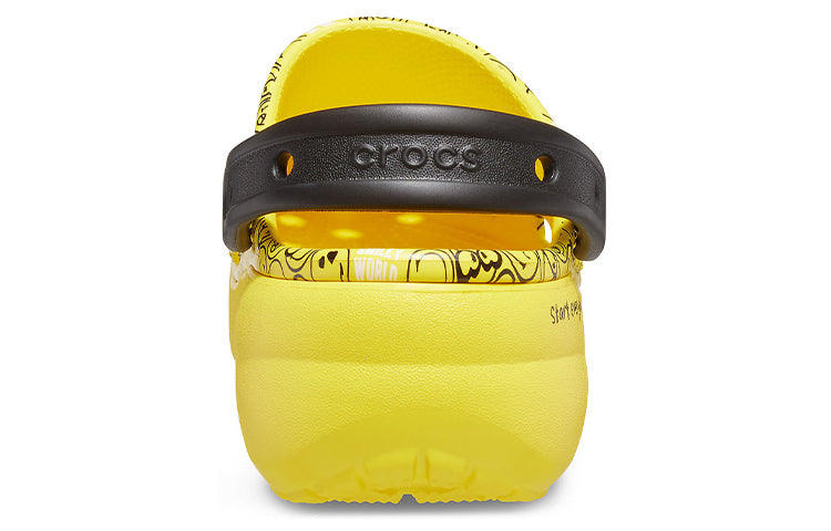 (WMNS) Crocs X Smiley Classic Clog Thick Sole Smiling Face clouds Sandals Yellow Black 207233-90H