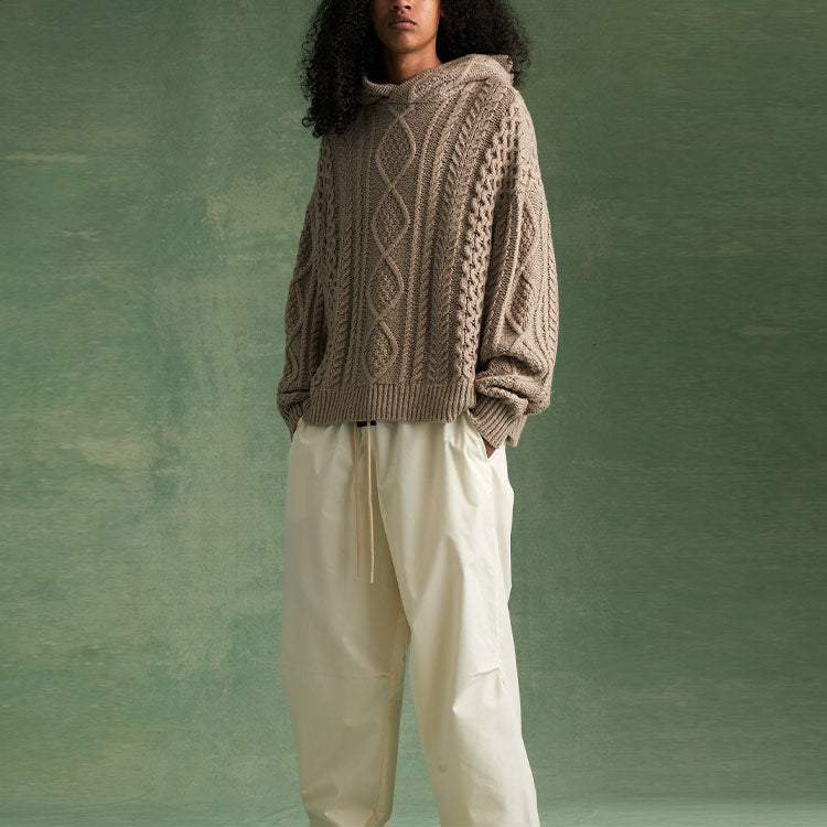 Fear of God Essentials FW23 Cable Knit Hoodie 'Core Heather' 192BT234394F