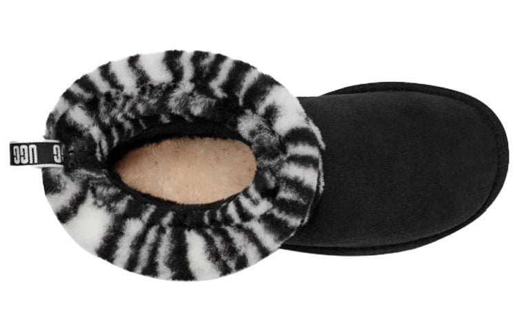 (WMNS) UGG Fluff Mini Quilted Leopard Zebra 1112439-BWHT