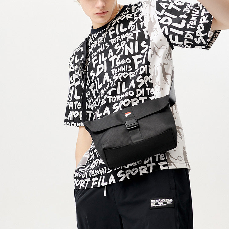 FILA FUSION Alphabet Full Print Sports Short Sleeve Black T11M121116F-BK
