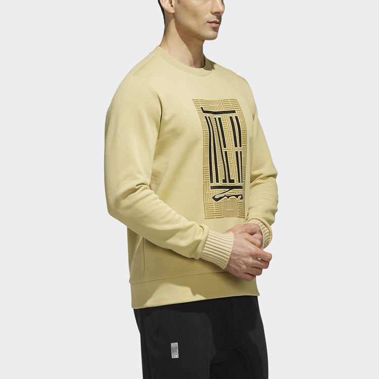 adidas Wj Crew Logo Series Printing Sports Round Neck Pullover Yellow FJ0200
