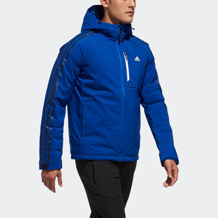 adidas 3stripes Down H Stay Warm Sports hooded down Jacket Blue DM1966