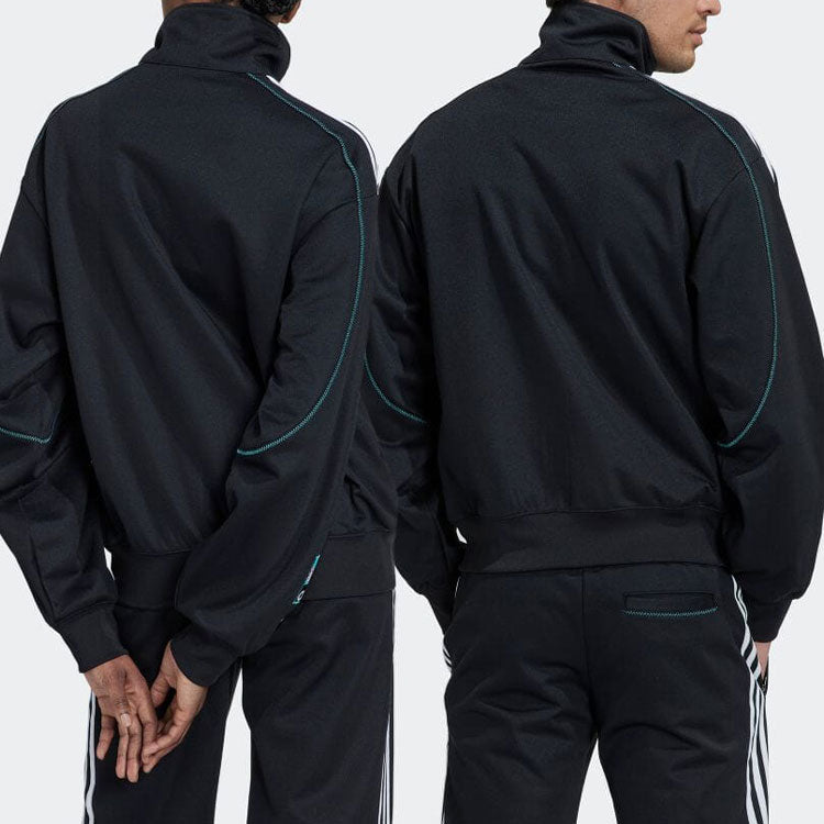 adidas originals Stripe Logo Embroidered Stand Collar Jacket Unisex Black HS2628
