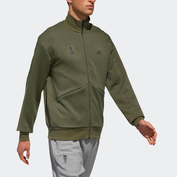 adidas WJ TT SWT Series Athleisure Casual Sports Stand Collar Knit Jacket Basic Green DM5190