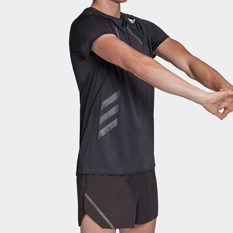 adidas Running Sports Solid Color Short Sleeve Black EK3052