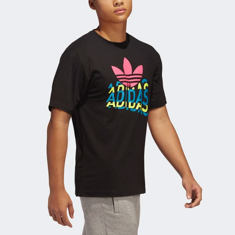 adidas originals Alphabet Printing Casual Sports Short Sleeve Black GL6871
