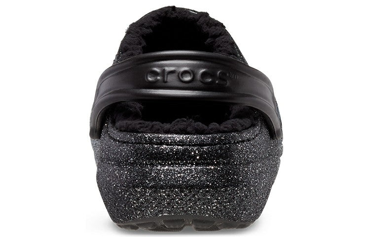 Crocs Classic Glitter Lined Clogs 'Black Silver' 205842-067