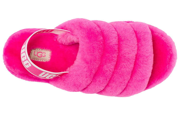 (WMNS) UGG Fluff Yeah Slide Thick Sole Slipper Red 1095119-RCR