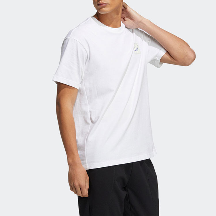 adidas Alphabet Chinese Character Printing Round Neck Sports Short Sleeve White T-Shirt HN2064