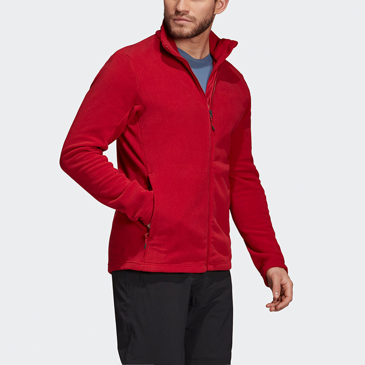 adidas Tivid Fl Jkt Solid Color Zipper Stand Collar Casual Jacket Red DZ5944