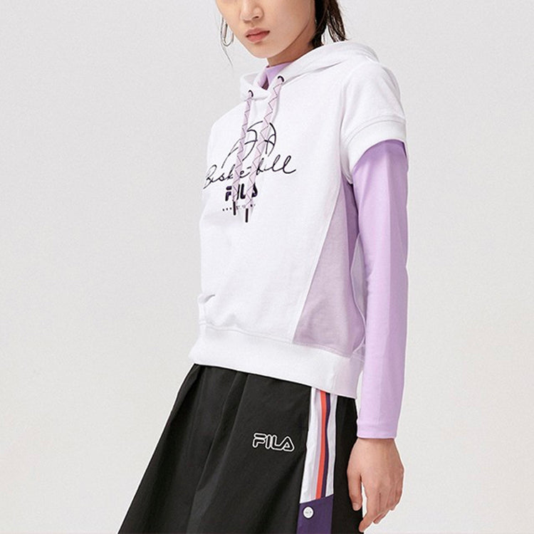 (WMNS) FILA Fusion Casual Sports hooded Short Sleeve Hoodie White T11W128202F-WT