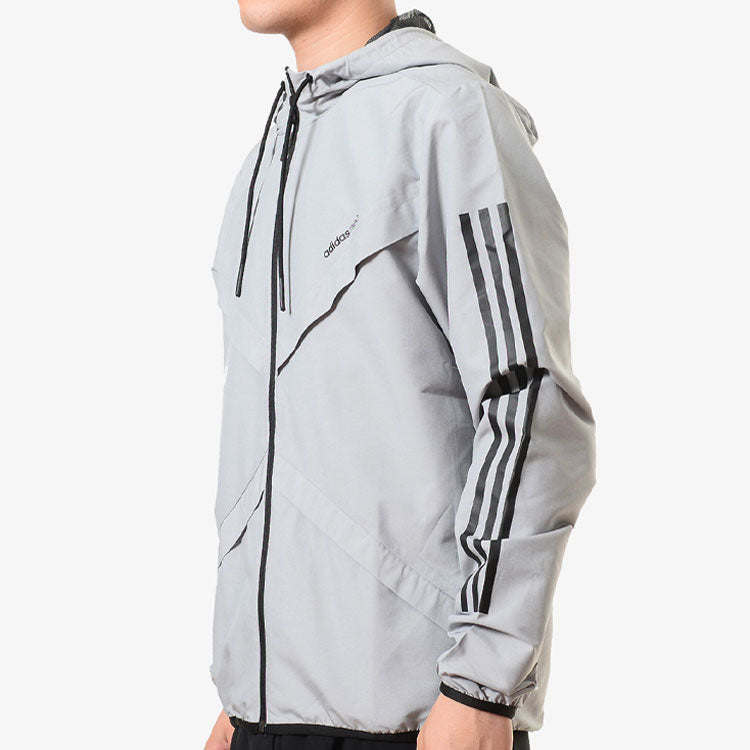 adidas neo Casual Sports hooded Woven Windproof Jacket Gray DX9716