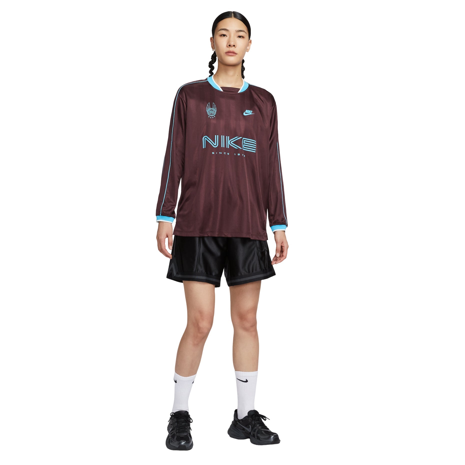 (WMNS) Nike Sportswear Long-Sleeve Jersey 'Burgundy Crush Baltic Blue' IM7453-652