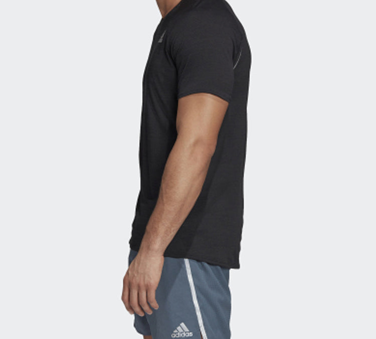 adidas Adi Runner Tee Running Sports Short Sleeve Black FM7637