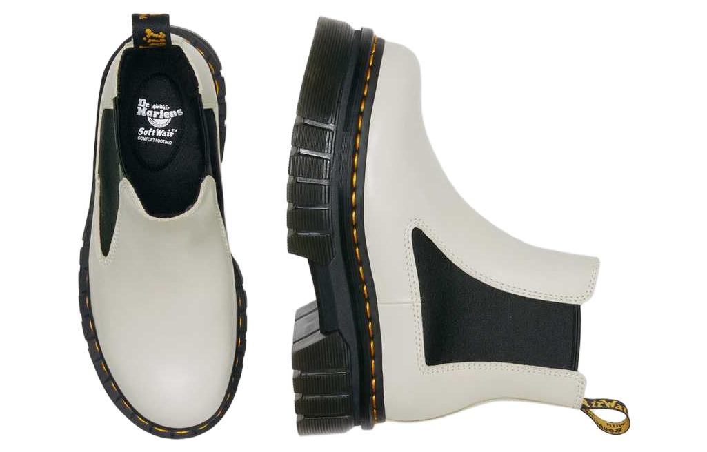 (WMNS) Dr. Martens Audrick Nappa Leather Platform Chelsea Boots 'Cobblestone Grey' 27148055