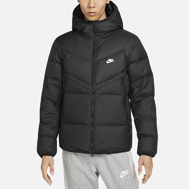 Nike logo Casual Solid Color Hooded Down Jacket Men's Black DD6795-010