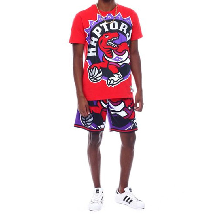 Mitchell & Ness Big Face Series Casual Sports MN Short Sleeve Toronto Raptors Couple Style Red SSTEBW19070-TRARED1