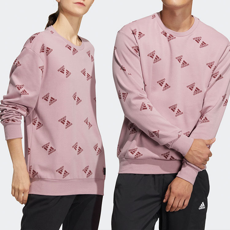 adidas Fi Bp1 Aop Swt Full Print Sports Round Neck Pullover Couple Style Pink HE7449
