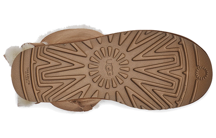 (WMNS) UGG Classic Short Cuffed Bow Fleece Lined Brown 1112501-CHE