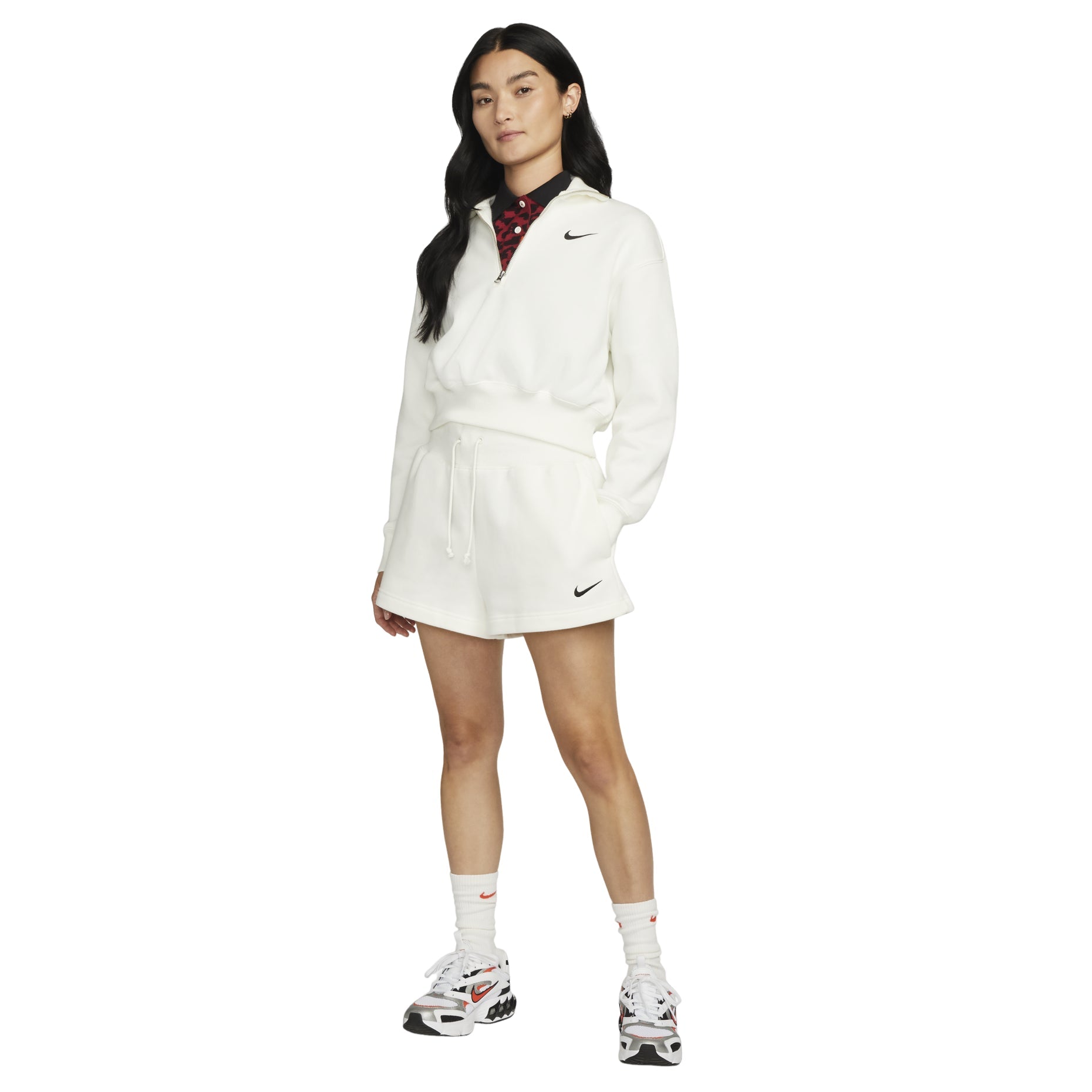 (WMNS) Nike Sportswear Phoenix Fleece 1/2-Zip Cropped Sweatshirt 'White' DQ5768-133