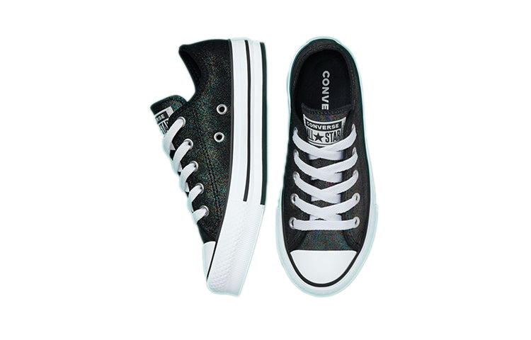 (GS) Converse Chuck Taylor All Star Lift Platform Iridescent Leather 'Black White' 671518C