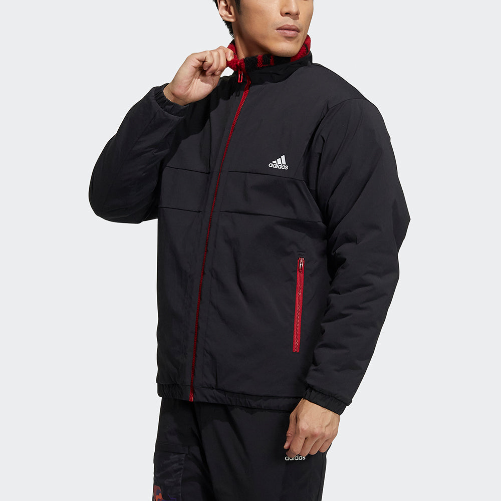 adidas St Aop Boa Jkt Reversible polar fleece Sports Stand Collar Jacket Deep Red H39241