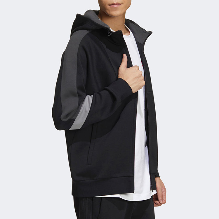 adidas Colorblock Athleisure Casual Sports Hooded Jacket Black GM4430