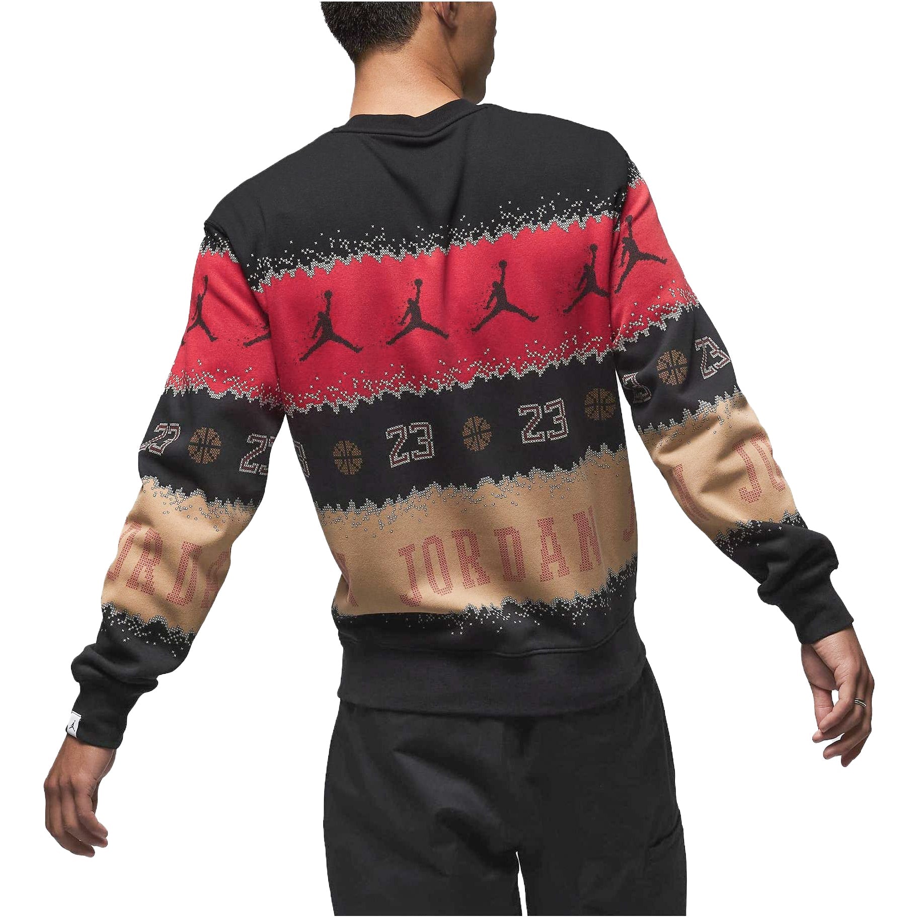 Air Jordan Essential Holiday Fleece Crew 'Beige Black Red' FD7464-687