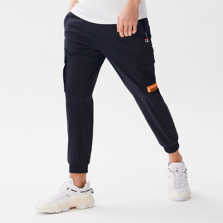 FILA Logo Drawstring Knit Casual Track Pants Blue F11M128618F-NV