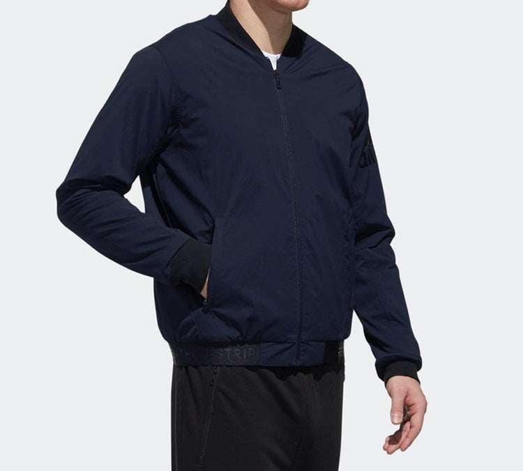 Men's adidas Logo Printing Baseball Blue Aviator Jacket DW4619