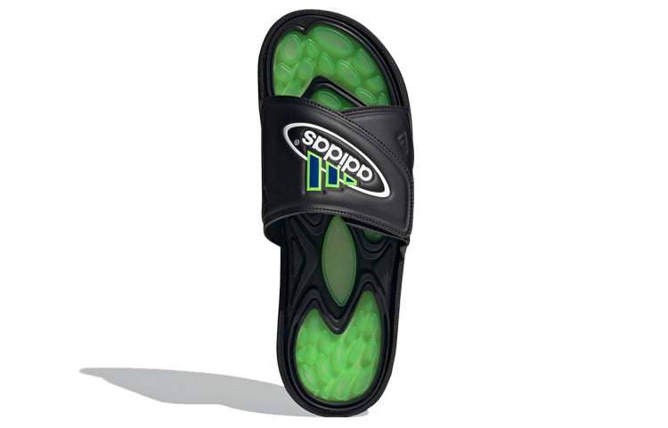 adidas Reptossage Slides Cozy Wear-Resistant Flat Heel Sports Slippers Unisex Black Green GX3375
