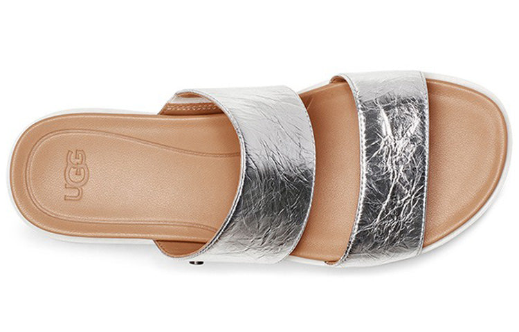 (WMNS) UGG Zyle Metallic Slide Silver Slippers 1116391-SLVR