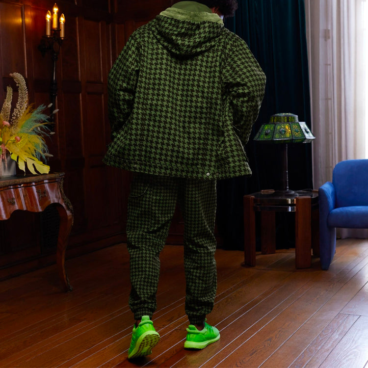 adidas originals x IVY PARK Crossover Plaid Hooded Jacket Green HC6004