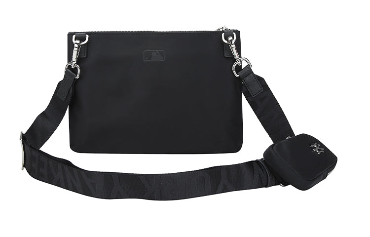 MLB NY New York Yankees Silver LOGO Zipper Shoulder Messenger Bag Black 32BGD9011-50L