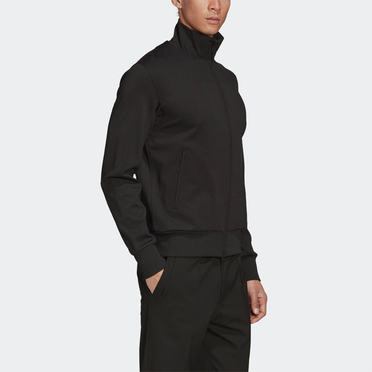 Men's Y-3 Printing Logo Stand Collar Zipper Long Sleeves Jacket Black FN3376