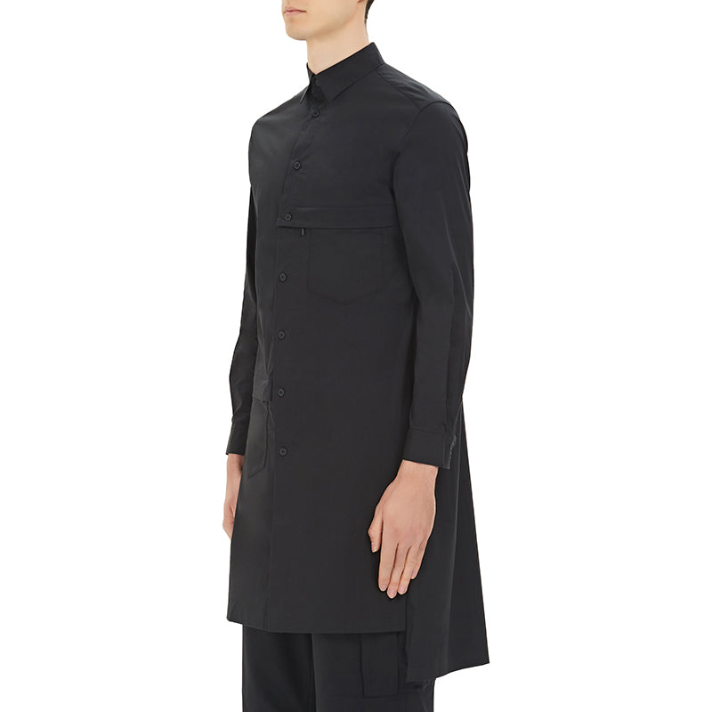 Men's Y-3 Solid Color Casual mid-length Long Sleeves Shirt Black GV4218