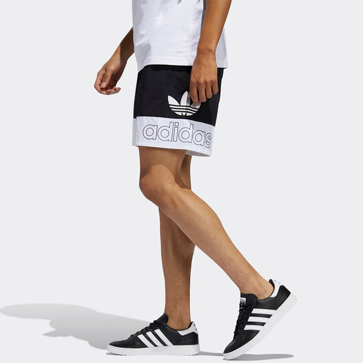 adidas originals Logo Alphabet Printing Splicing Loose Shorts Black White FM1547