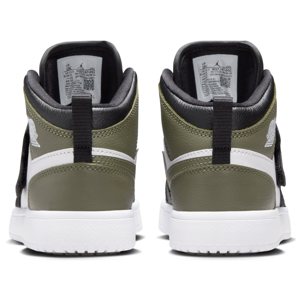 (PS) Air Jordan Sky Jordan 1 'Black White Medium Olive' BQ7197-092