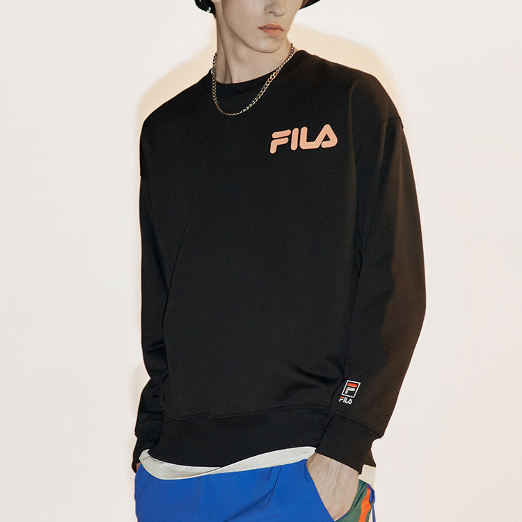 FILA FUSION Alphabet Logo Printing Sports Pullover Unisex Black T11U038205A-BK