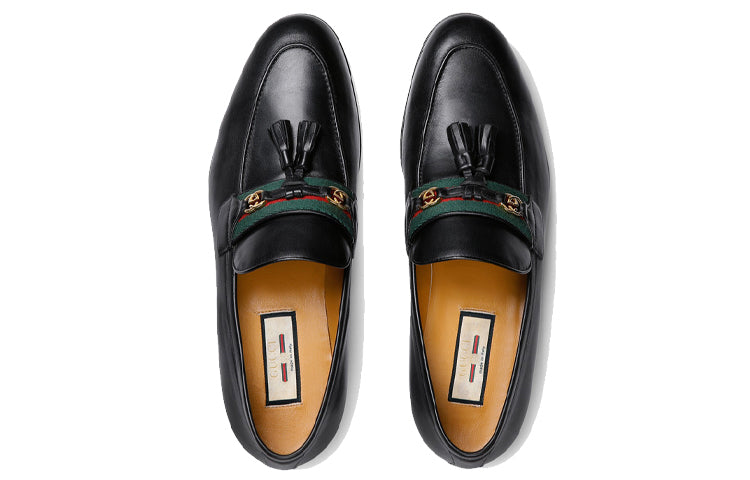 Gucci Interlocking G Tassel Leather Loafers 'Black' 624720-1W610-1066