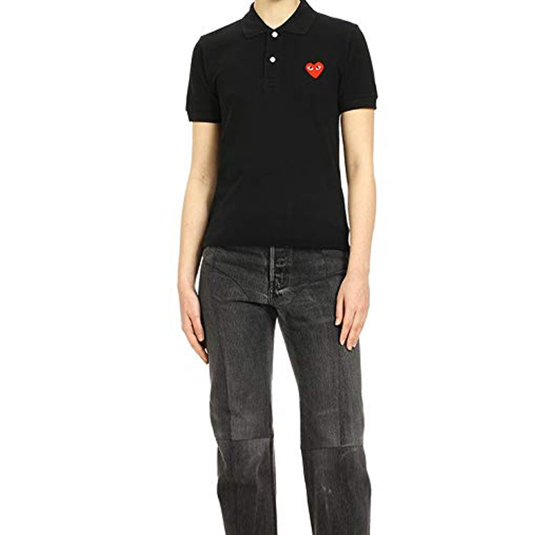 (WMNS) COMME des GARCONS PLAY Polo Red Emblem 'Black' AZ-T005-051-1