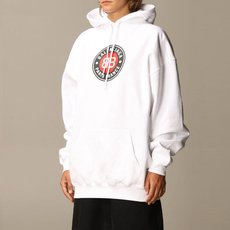 (WMNS) Balenciaga Printing Cotton Hoodie White 578135TJVD79000