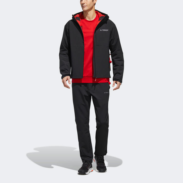 adidas Cny Softshell Outdoor waterproof Sports Hooded Jacket Black FN0802