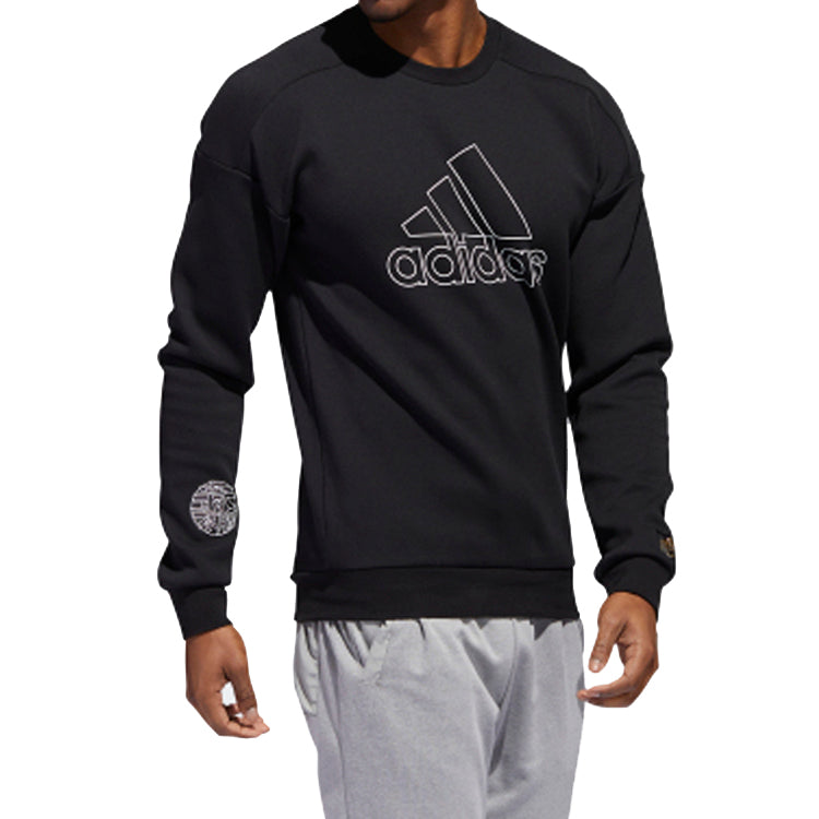 adidas Logo Printing Sports Pullover Black FU6222