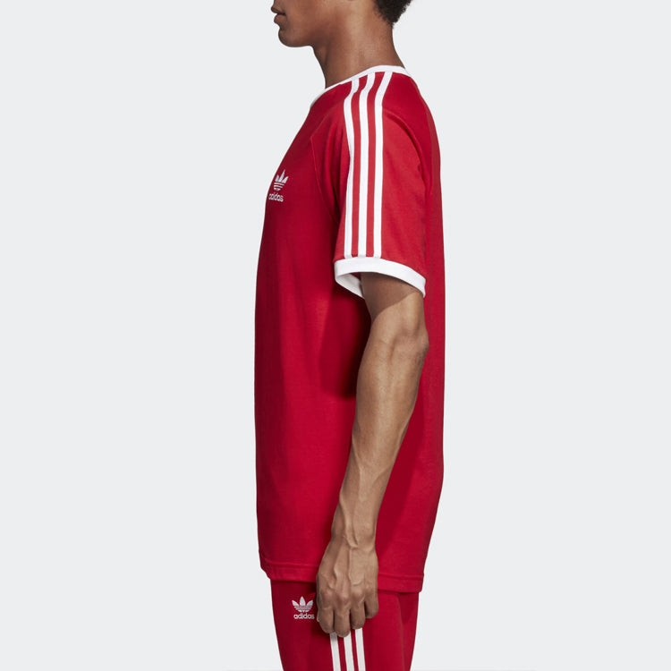 adidas originals Contrasting Colors Collar Training Short Sleeve Red DV1565