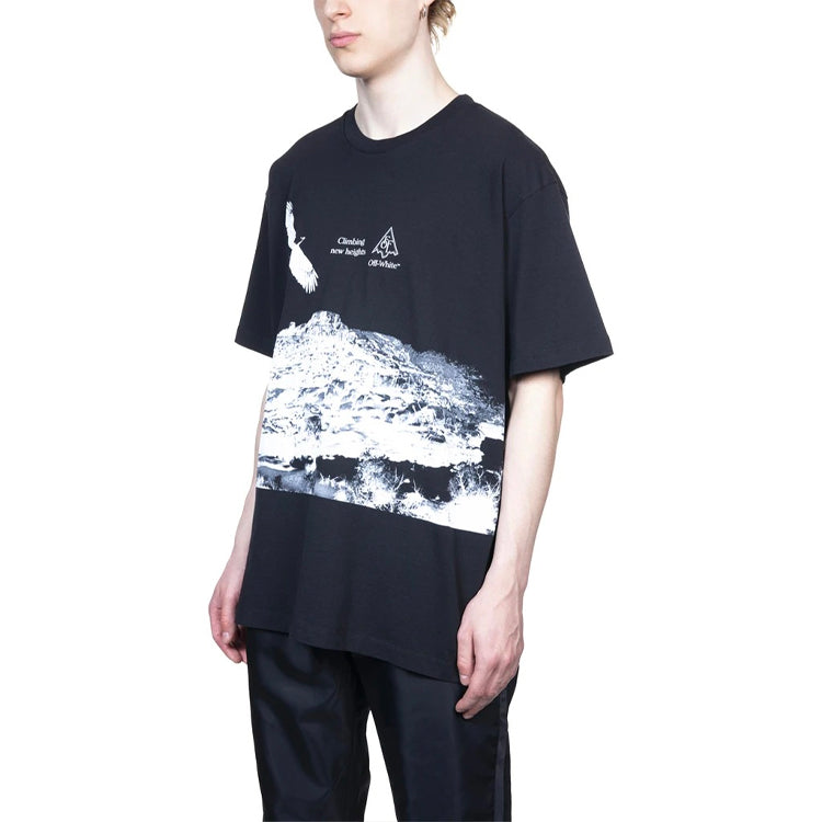 Off-White Climbing new Heights print Printing Men Loose Black OMAA038S201850161001