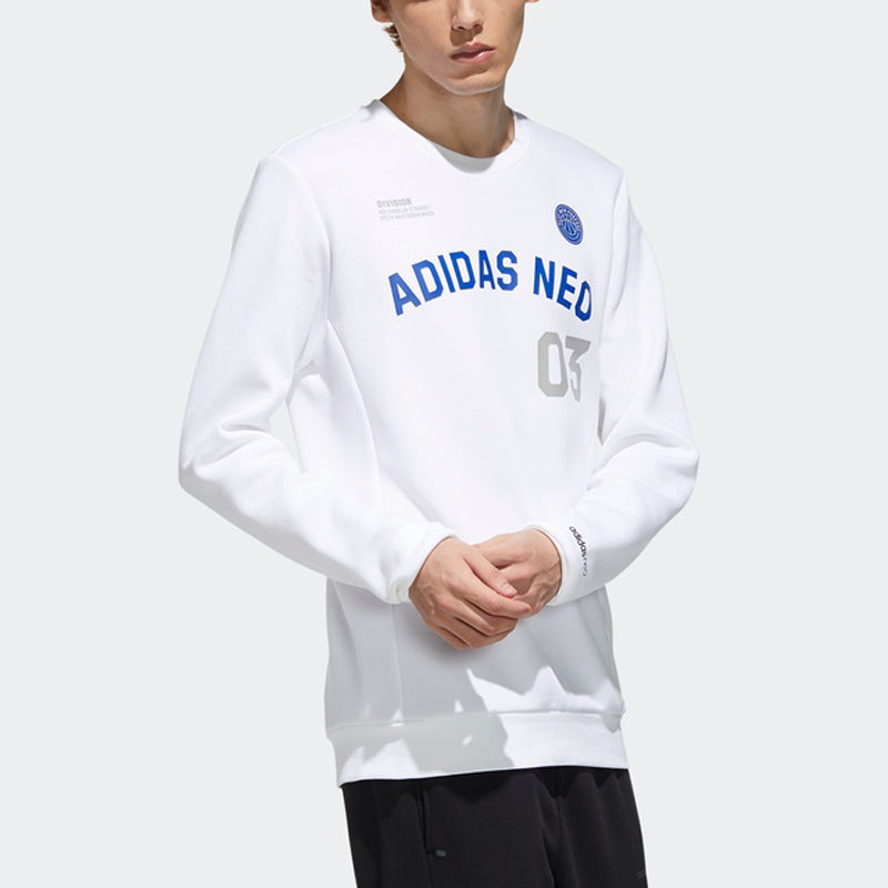 adidas neo M Cs Vrsty Sw Logo Printing Knit Sports Round Neck Pullover White GJ8950