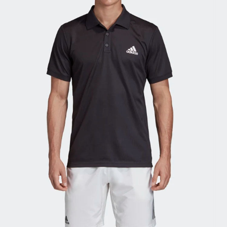 adidas Tennis Sports lapel Polo Shirt Black FK0743