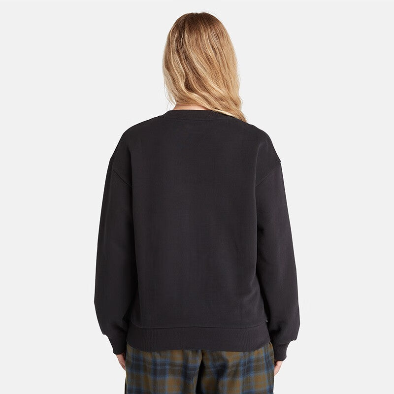 (WMNS) Timberland Logo Texture Crew Sweater 'Black' A6HV5-001
