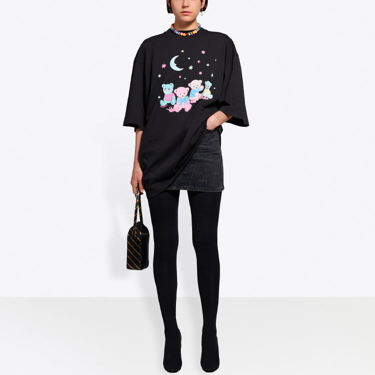 Balenciaga SS21 Love Bear Printing Tee Black 641532TJVI11000